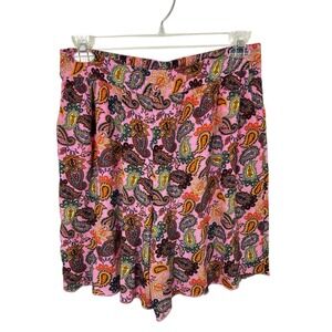 BODEN Pink Paisley SHORTS 12 Colorful Boho Festival Casual Preppy Beach Gauze